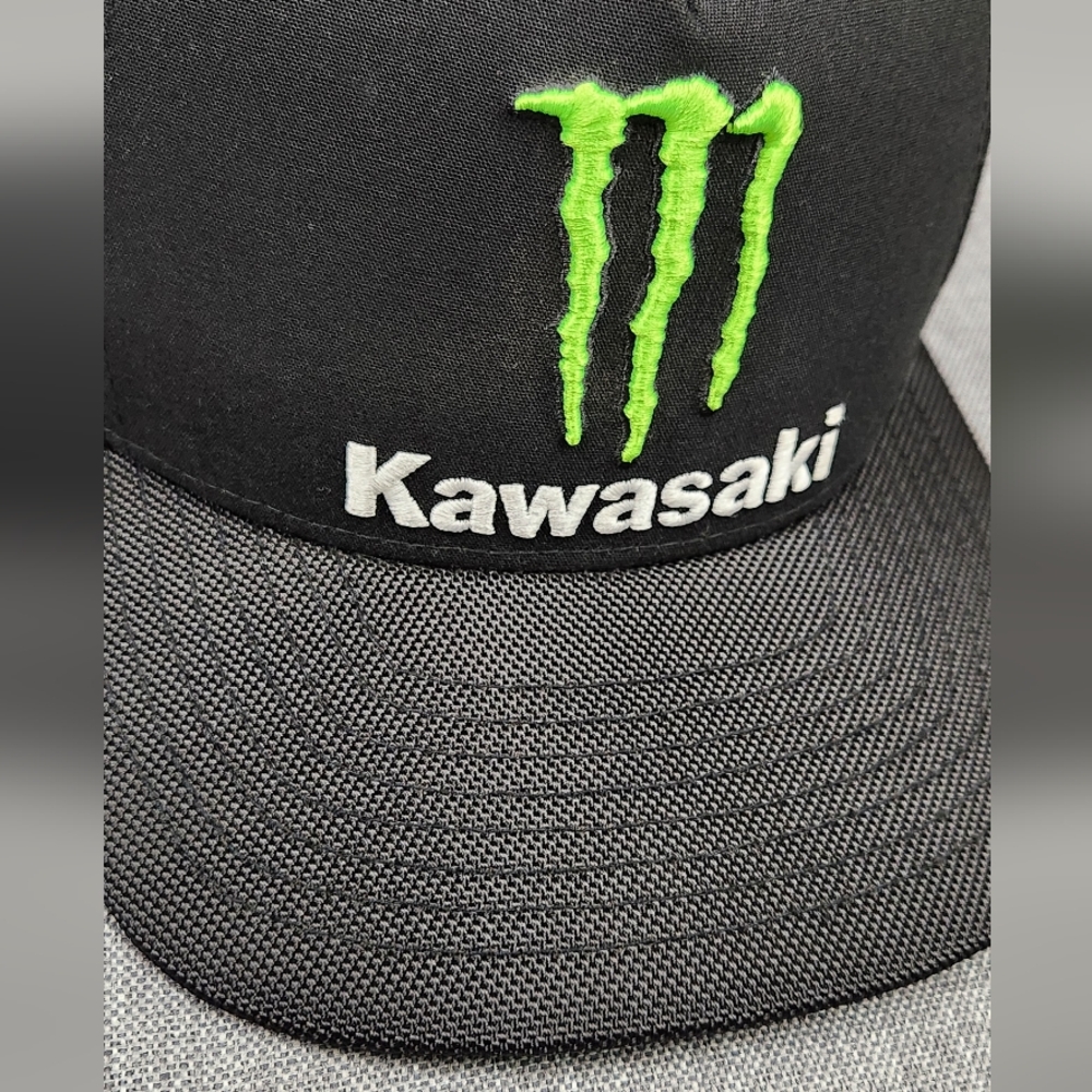 New Era × Monster × Kawasaki Racing Team Black Snap Back Hat - Picture 2 of 8